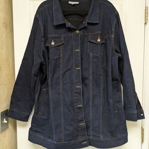 Woman Within Dark Blue Denim Longline Jacket